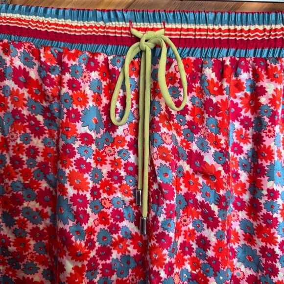 Free People Red and Blue Floral Pajama Shorts Size Large - Picture 2 of 5